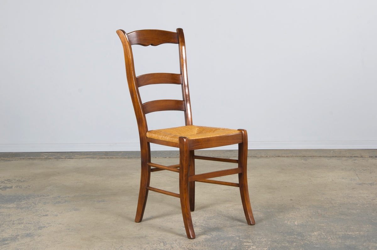 Country French Louis Philippe Style Maple Dining Chairs W/ Rush Seats - Set of 8