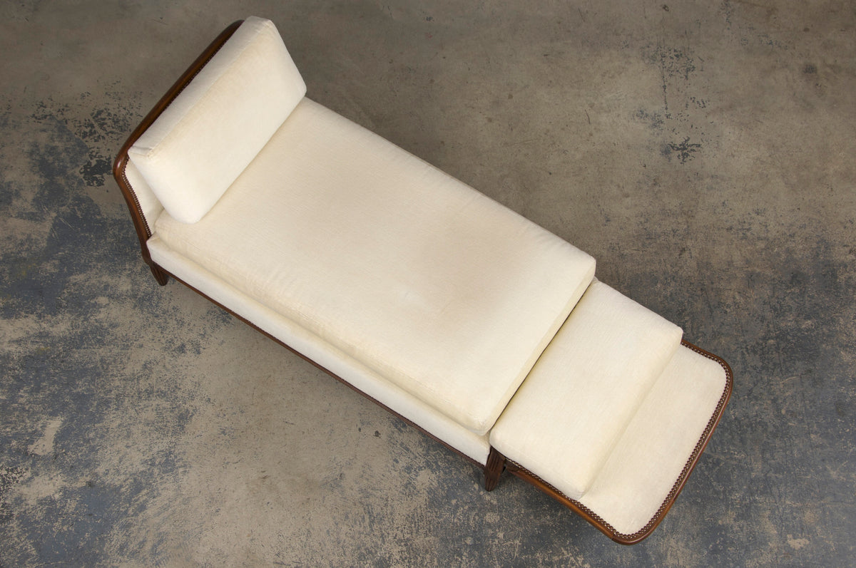 1930s French Art Deco Maple Daybed W/ Cream Velvet