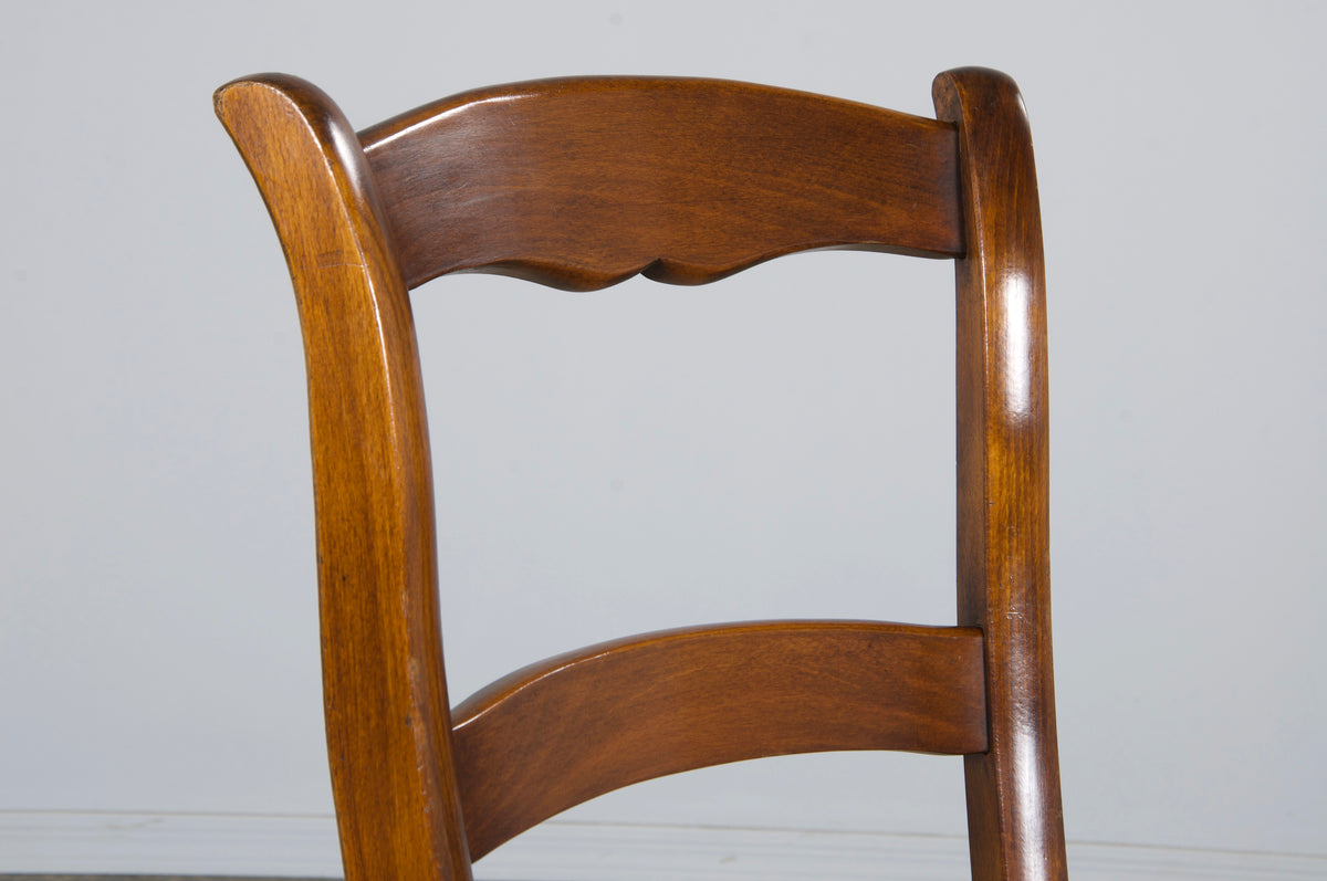 Country French Louis Philippe Style Maple Dining Chairs W/ Rush Seats - Set of 8