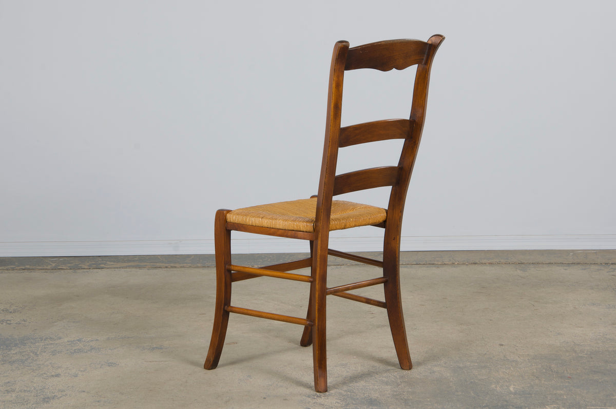 Country French Louis Philippe Style Maple Dining Chairs W/ Rush Seats - Set of 8