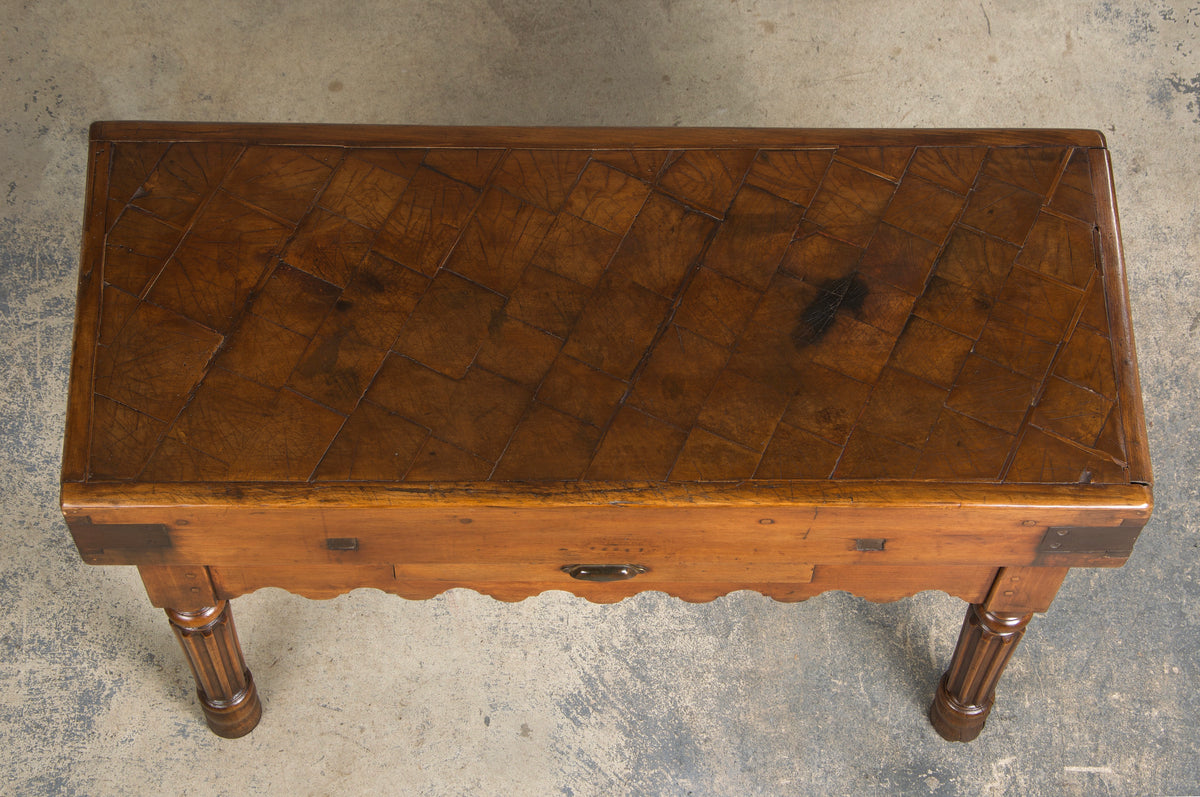 19th Century French Parisian Carved Maple Butcher Block Table