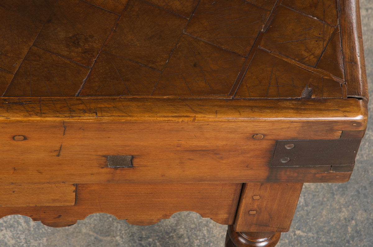 19th Century French Parisian Carved Maple Butcher Block Table