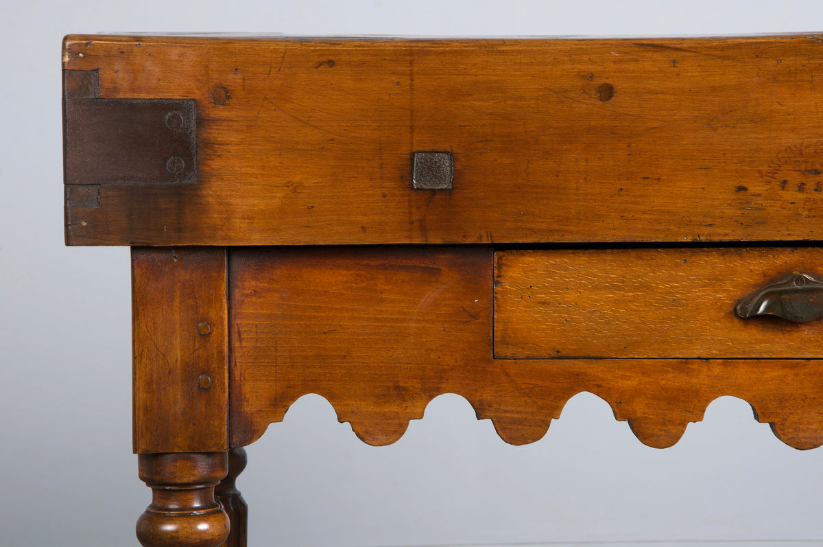 19th Century French Parisian Carved Maple Butcher Block Table