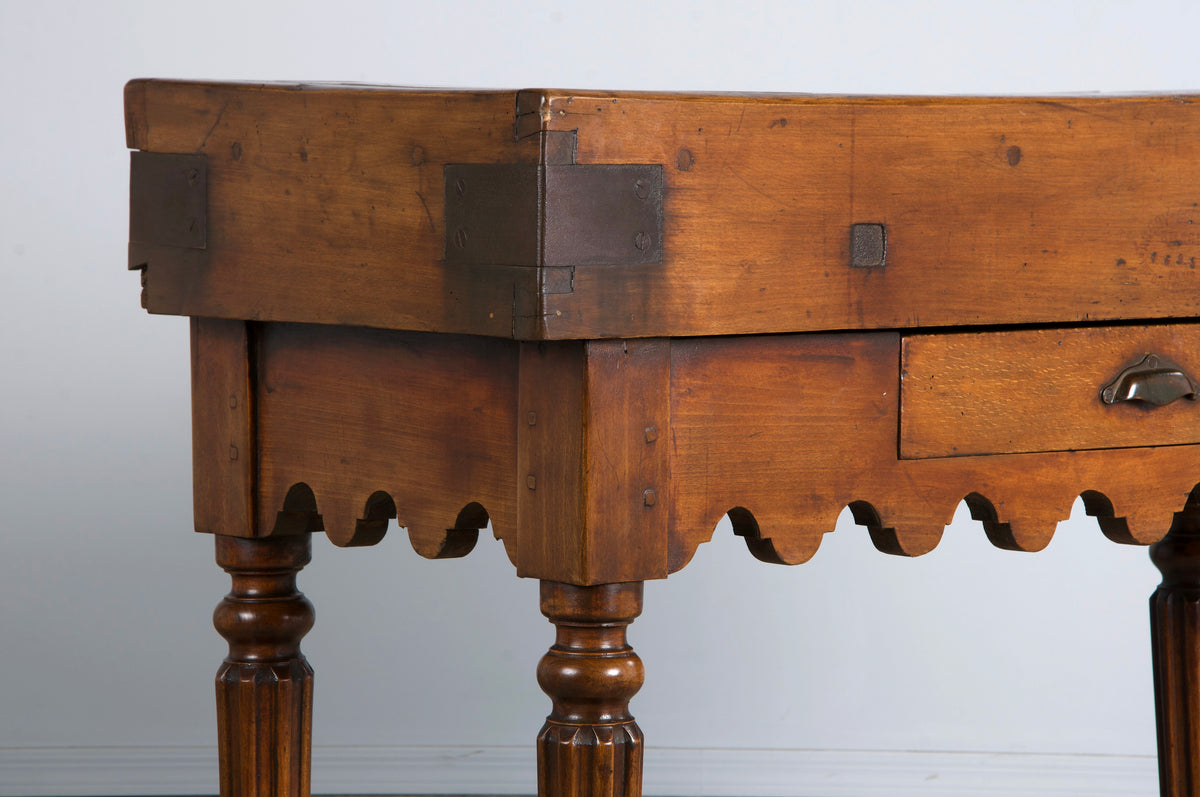 19th Century French Parisian Carved Maple Butcher Block Table