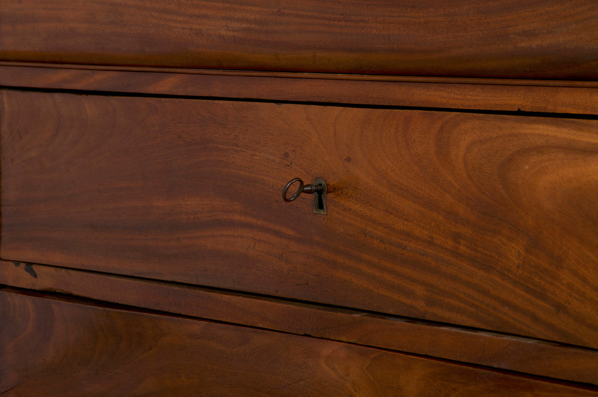 ON HOLD 19th Century French Louis Philippe Style Mahogany Chest Of Drawers W/ Carrara Marble