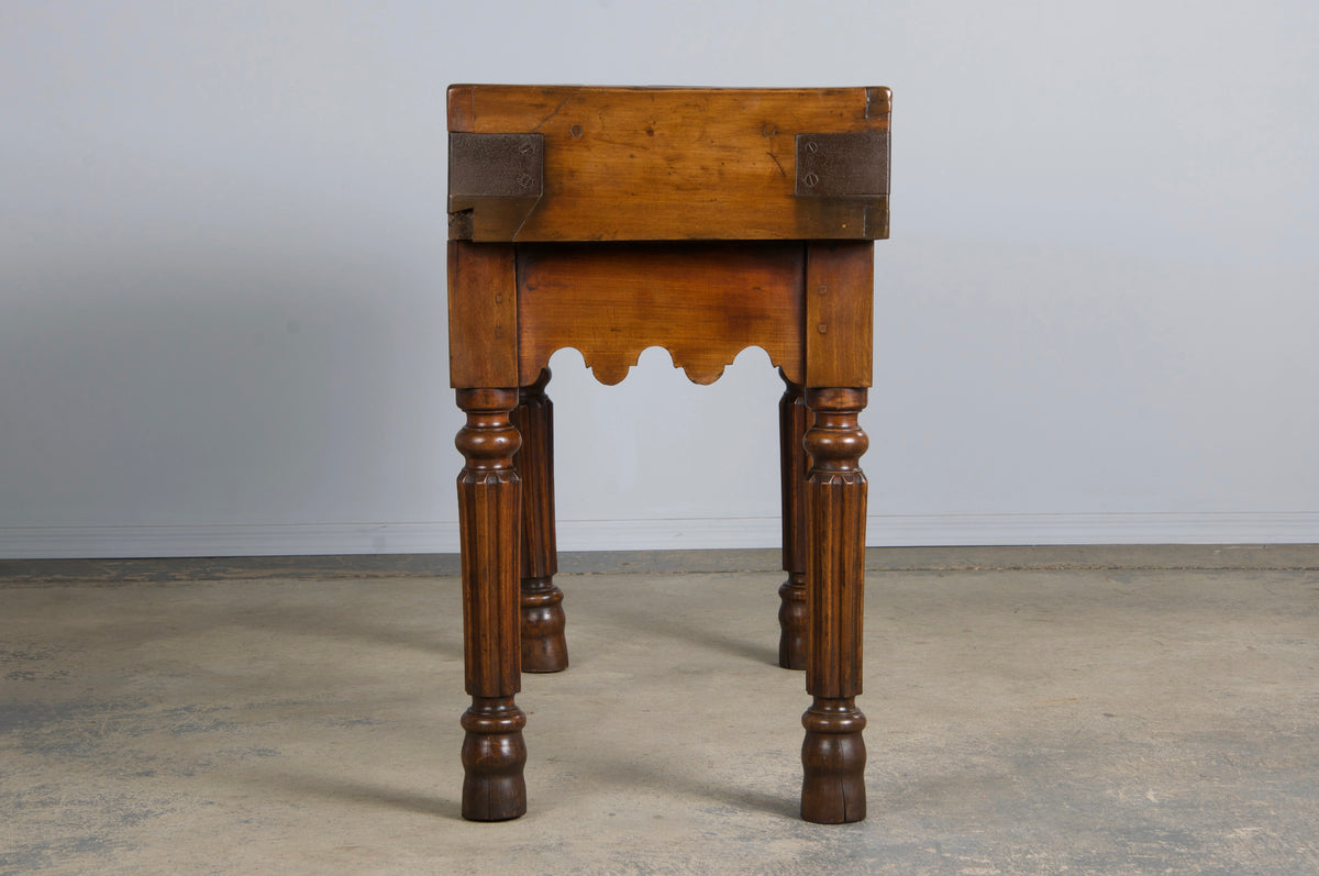 19th Century French Parisian Carved Maple Butcher Block Table