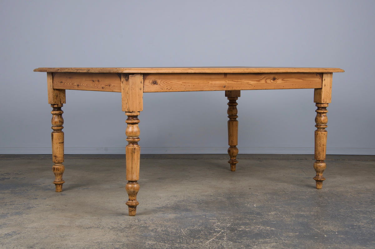 Antique Country French Provincial Pine Farmhouse Dining Table