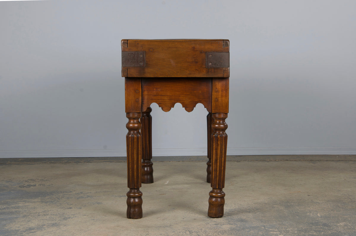 19th Century French Parisian Carved Maple Butcher Block Table