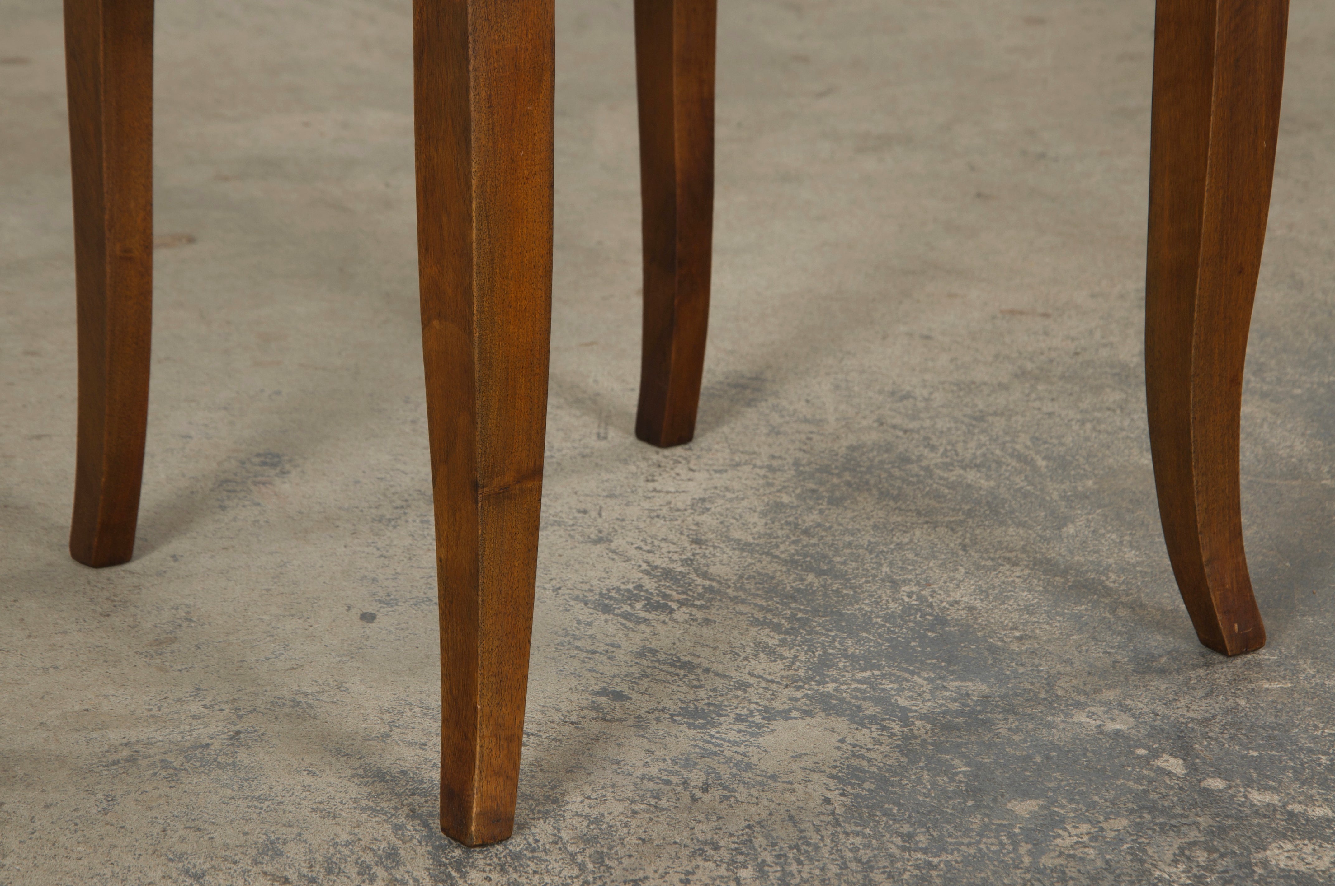 1920s French Art Deco Mustache Back Dining Chairs In Off-White and Green - Set of 6