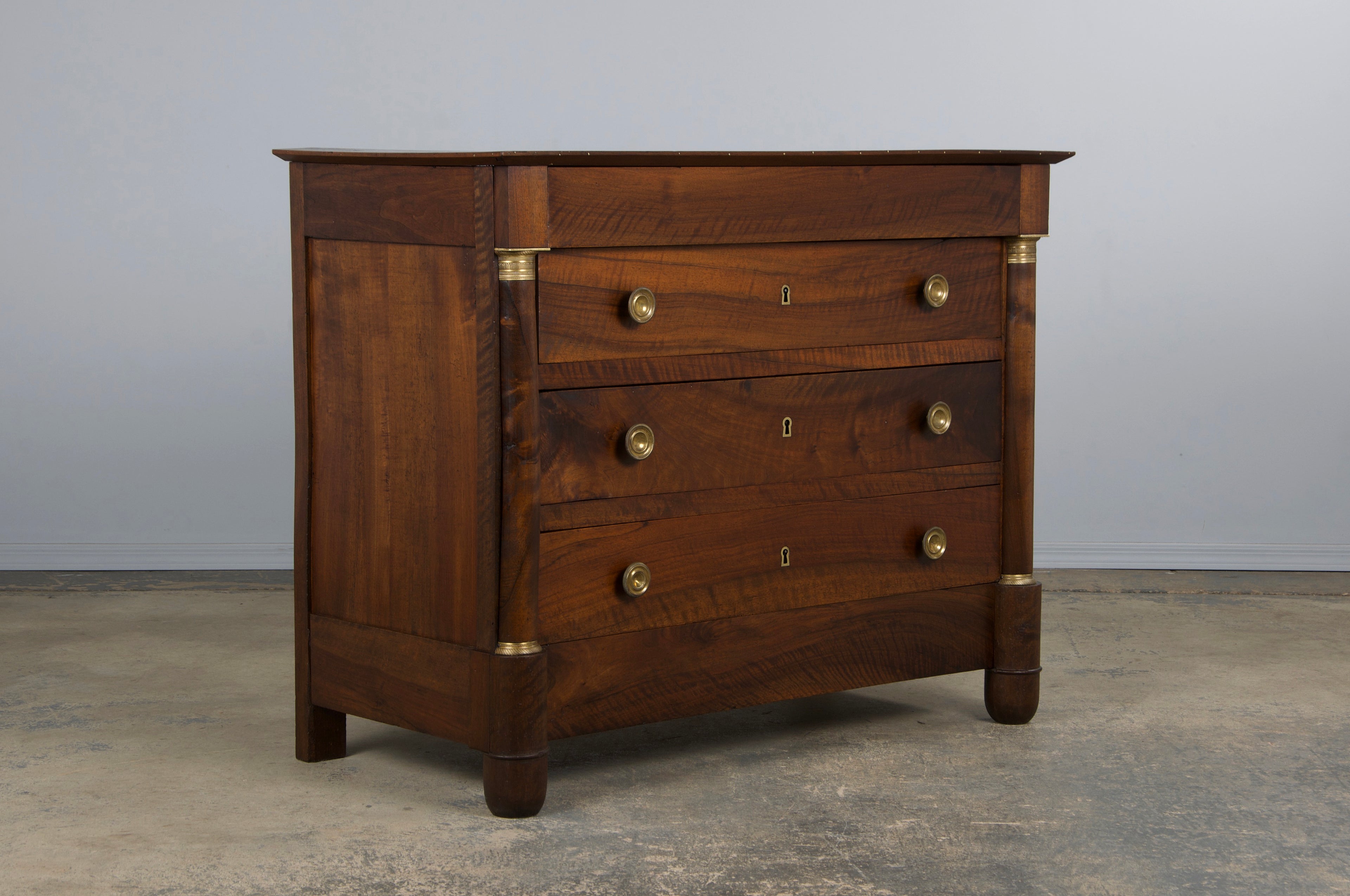 19th Century French Empire Style Walnut Chest of Drawers
