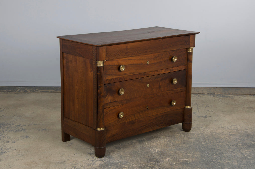 19th Century French Empire Style Walnut Chest of Drawers