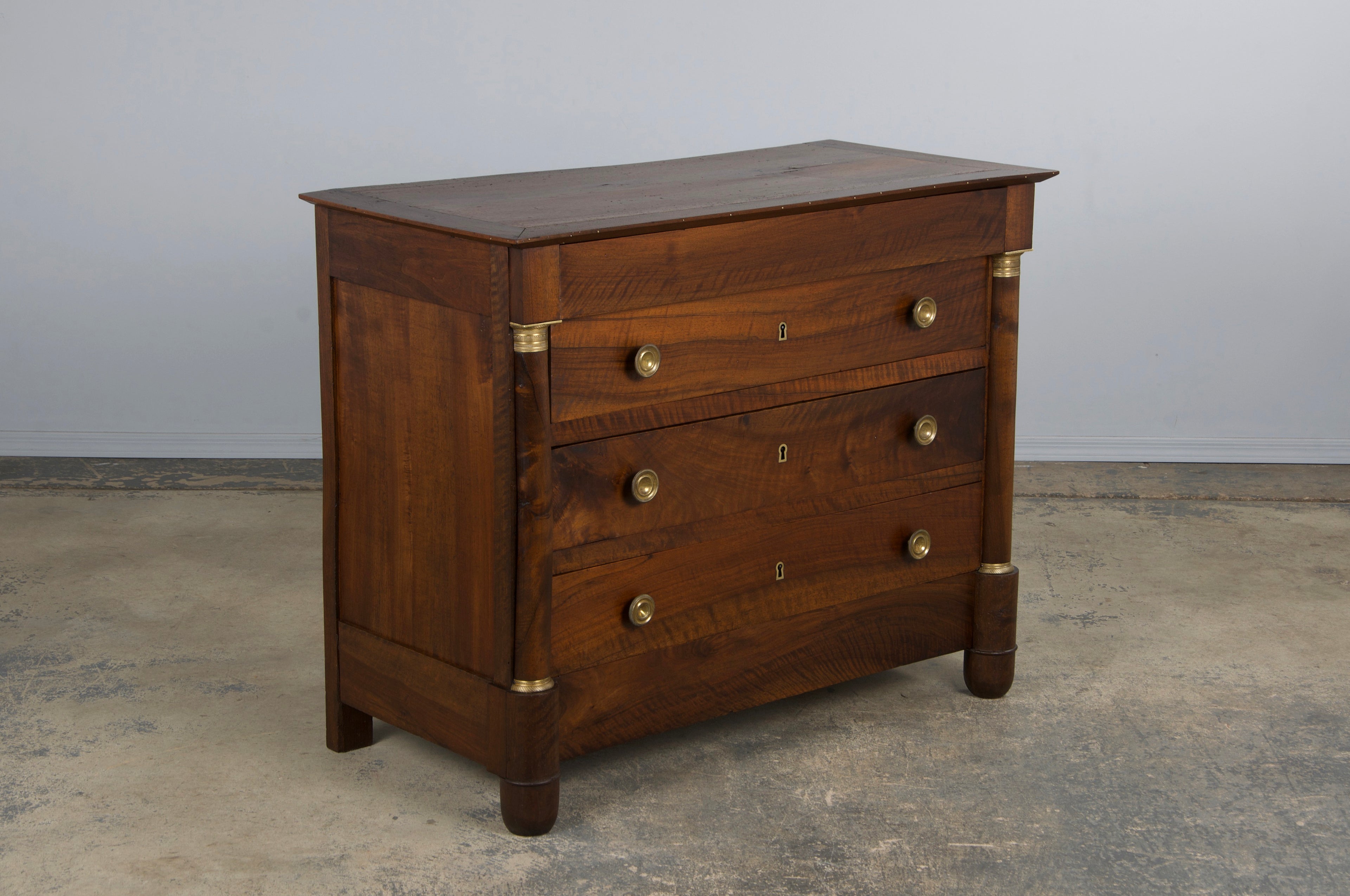 19th Century French Empire Style Walnut Chest of Drawers