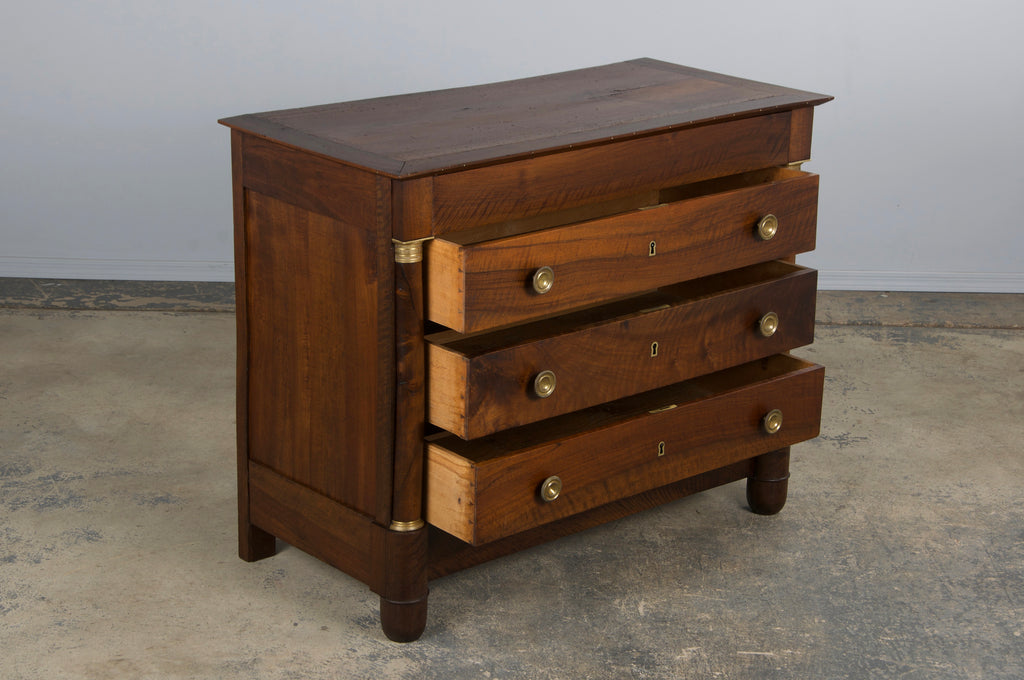 19th Century French Empire Style Walnut Chest of Drawers
