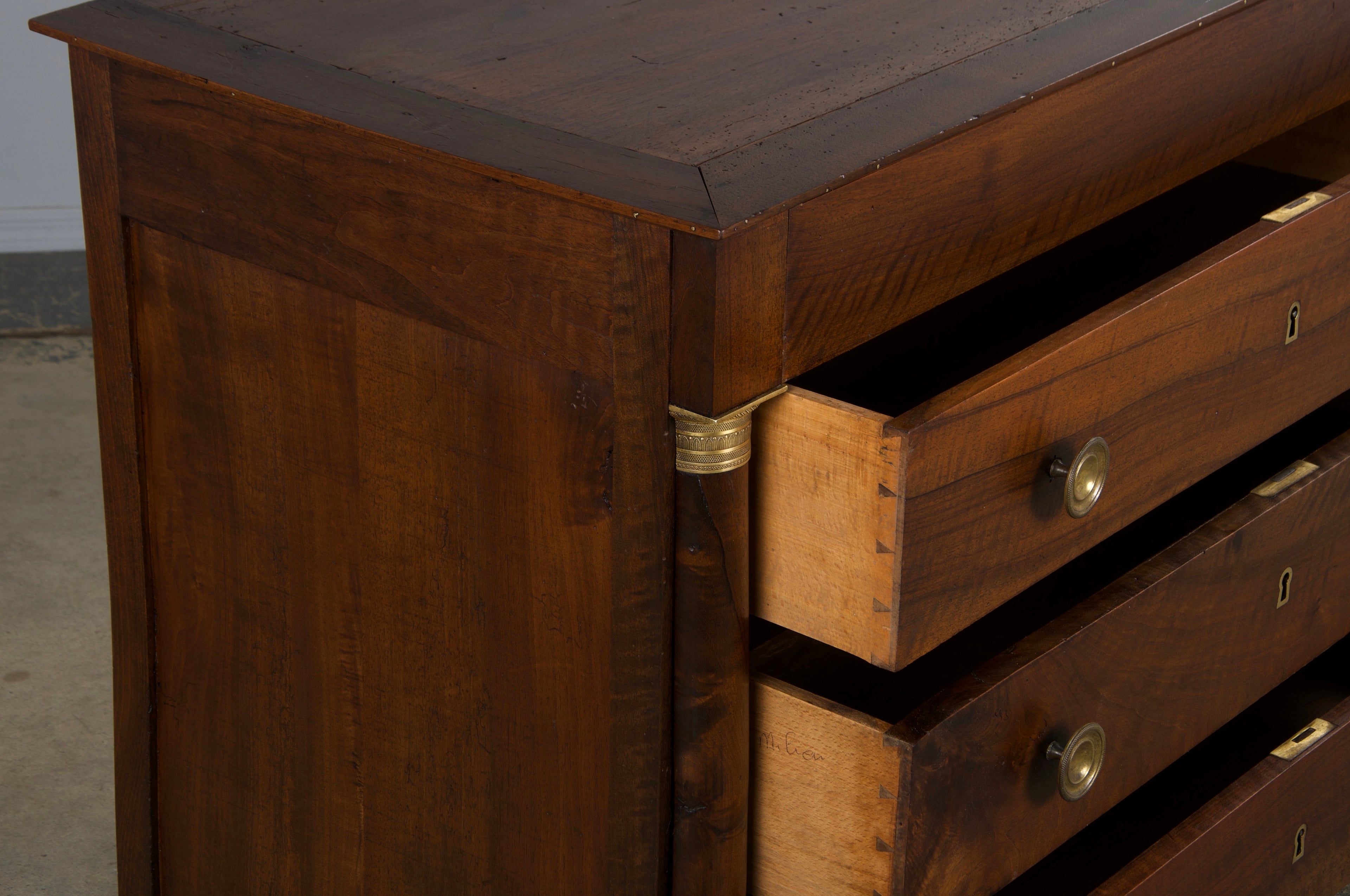 19th Century French Empire Style Walnut Chest of Drawers