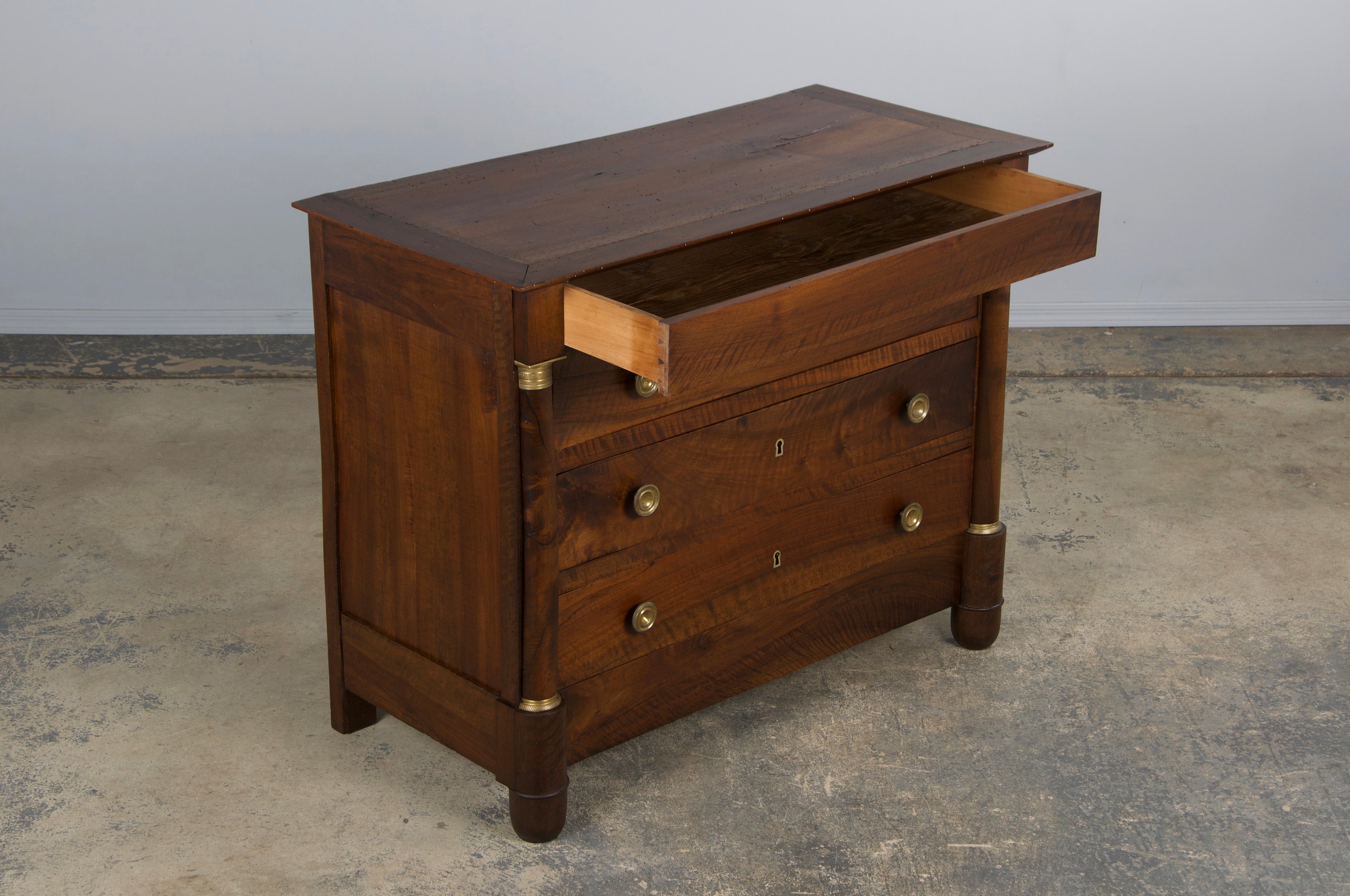 19th Century French Empire Style Walnut Chest of Drawers