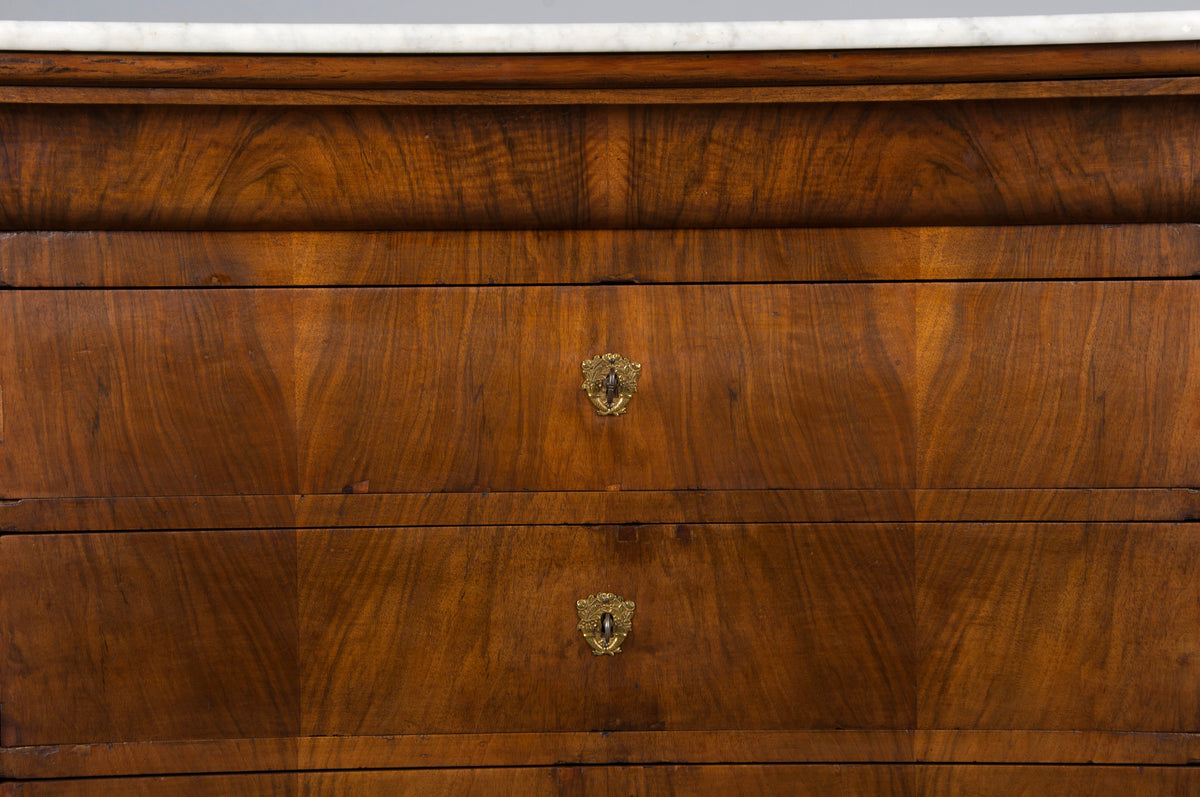 19th Century French Louis Philippe Walnut Chest Of Drawers W/ Carrara Marble