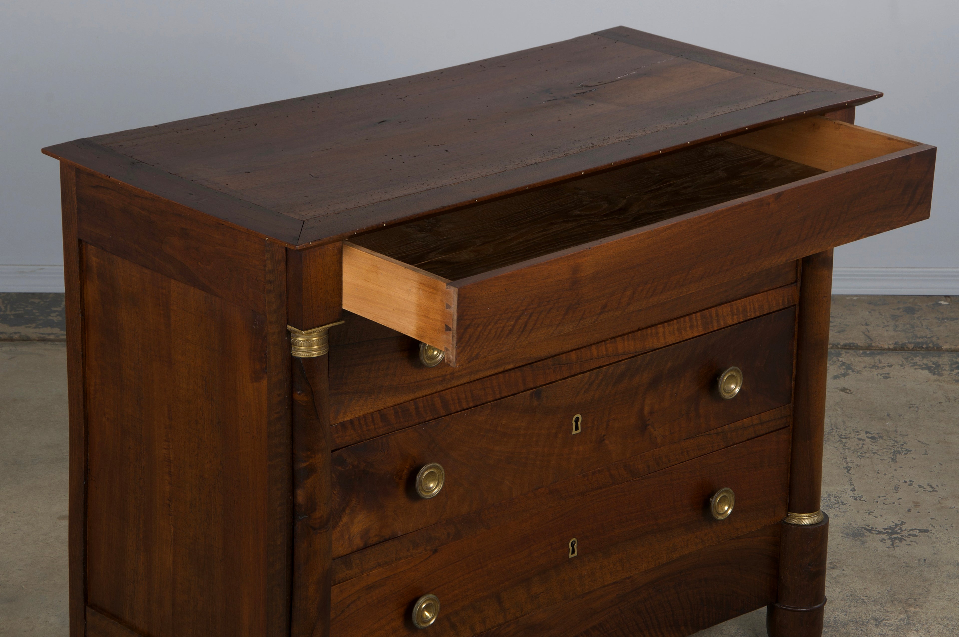 19th Century French Empire Style Walnut Chest of Drawers