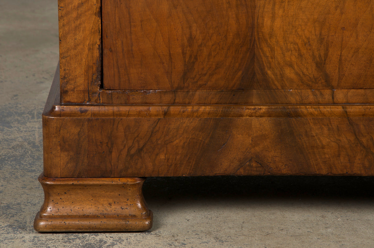 19th Century French Louis Philippe Walnut Chest Of Drawers W/ Carrara Marble