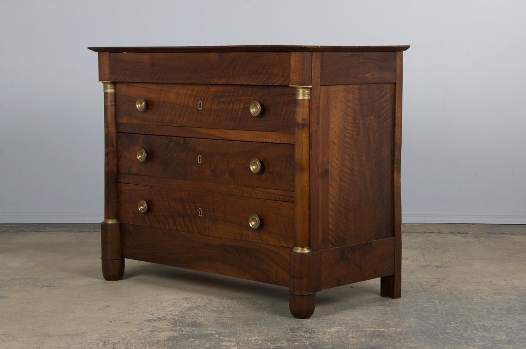 19th Century French Empire Style Walnut Chest of Drawers