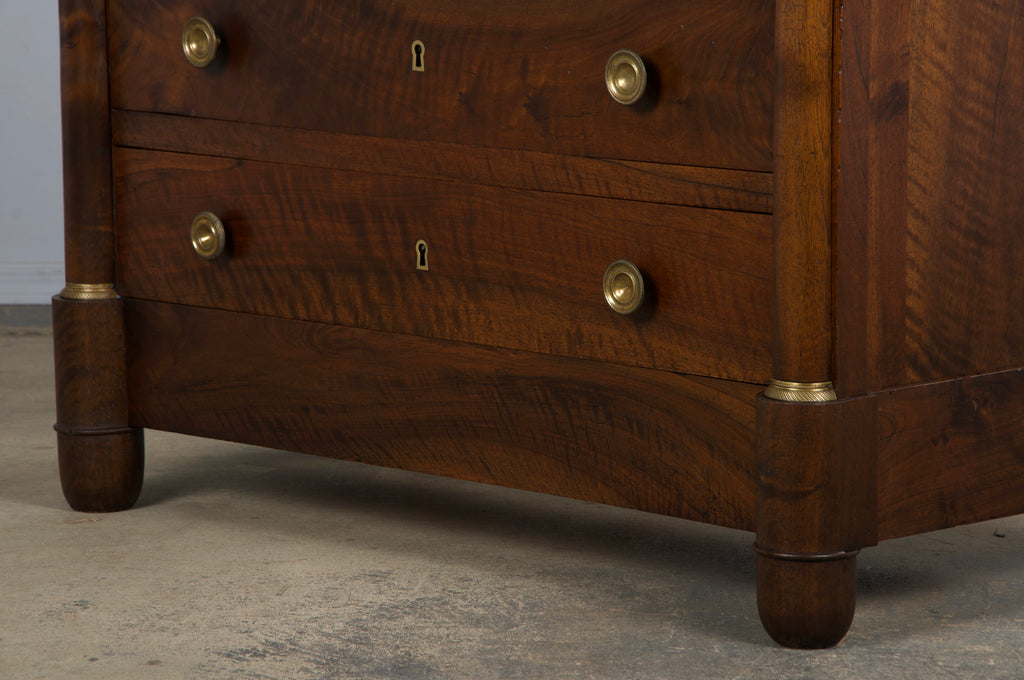 19th Century French Empire Style Walnut Chest of Drawers
