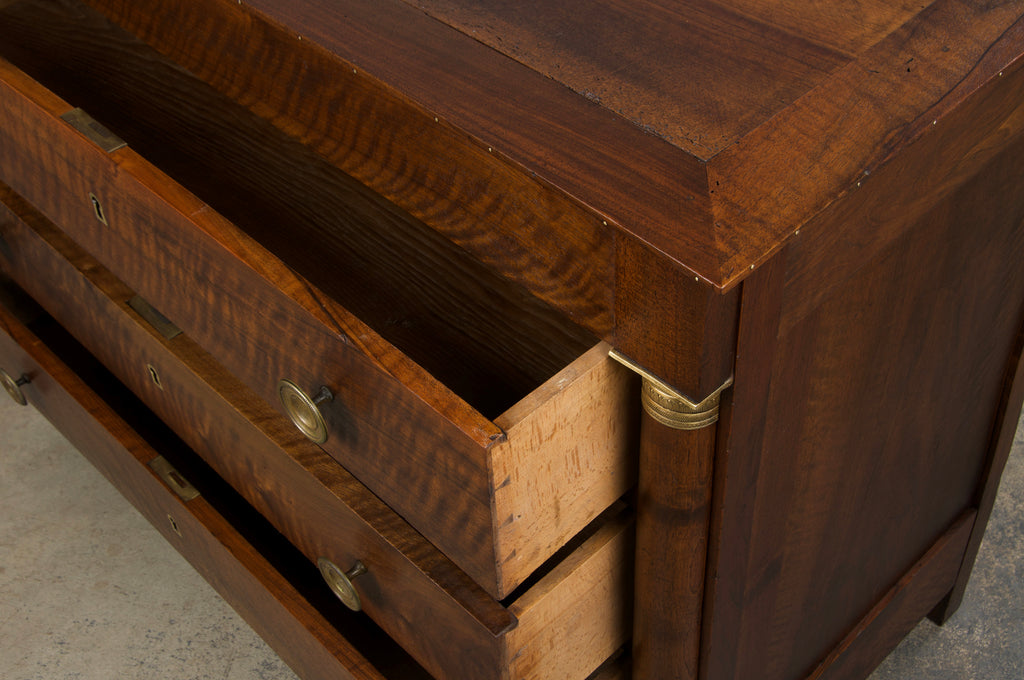 19th Century French Empire Style Walnut Chest of Drawers