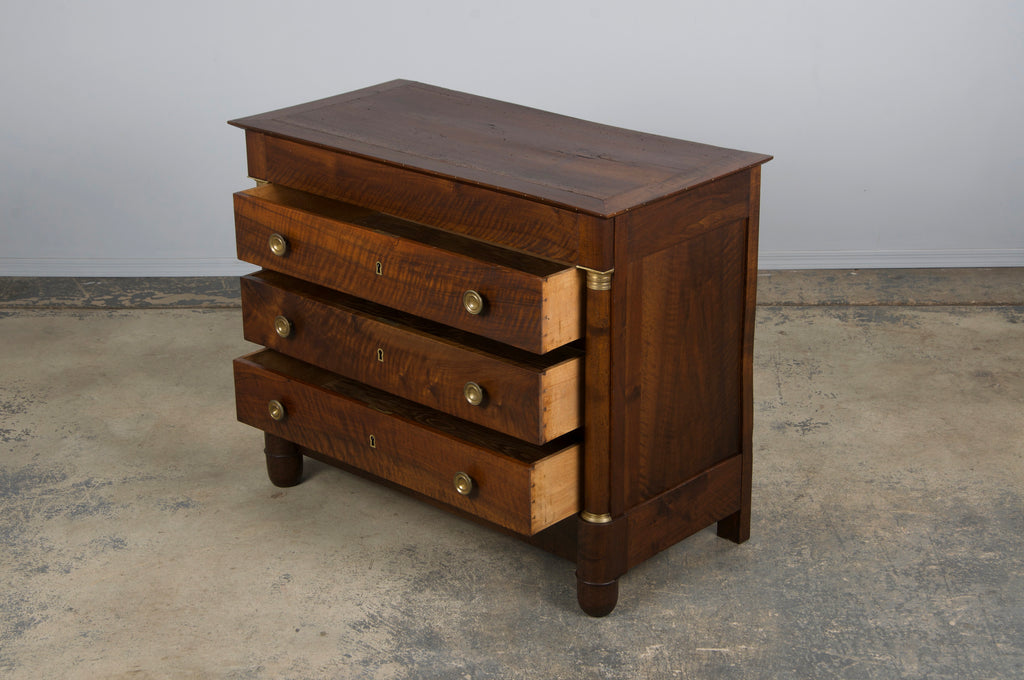 19th Century French Empire Style Walnut Chest of Drawers