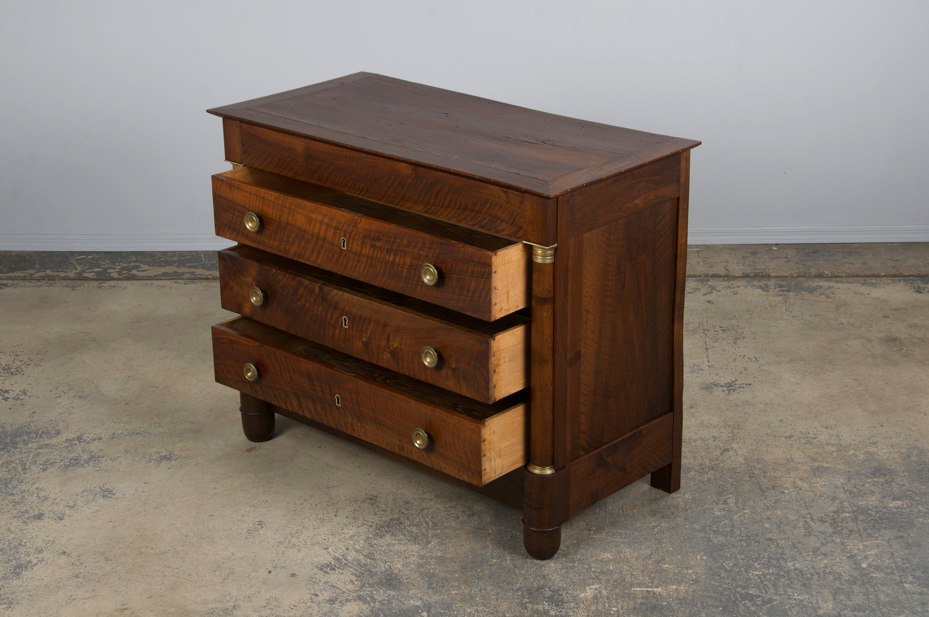 19th Century French Empire Style Walnut Chest of Drawers