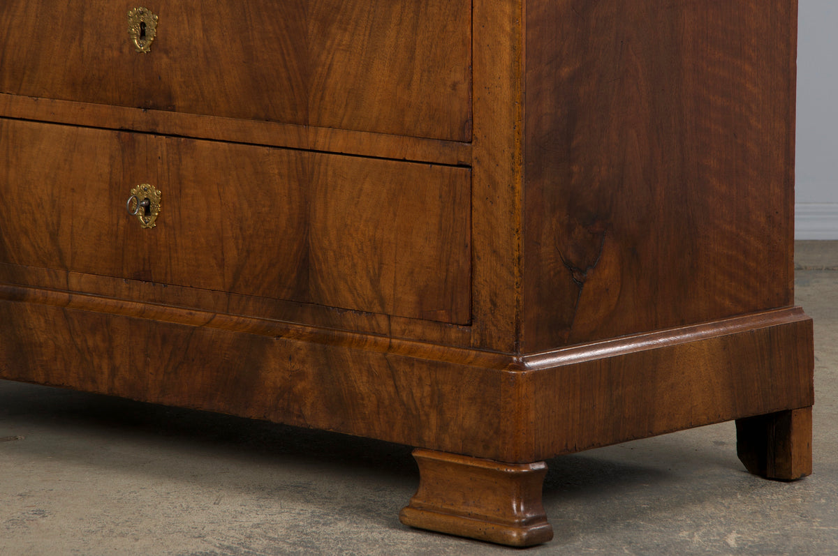 19th Century French Louis Philippe Walnut Chest Of Drawers W/ Carrara Marble