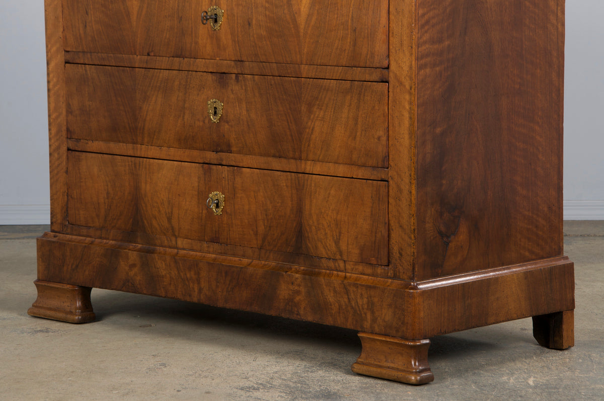 19th Century French Louis Philippe Walnut Chest Of Drawers W/ Carrara Marble