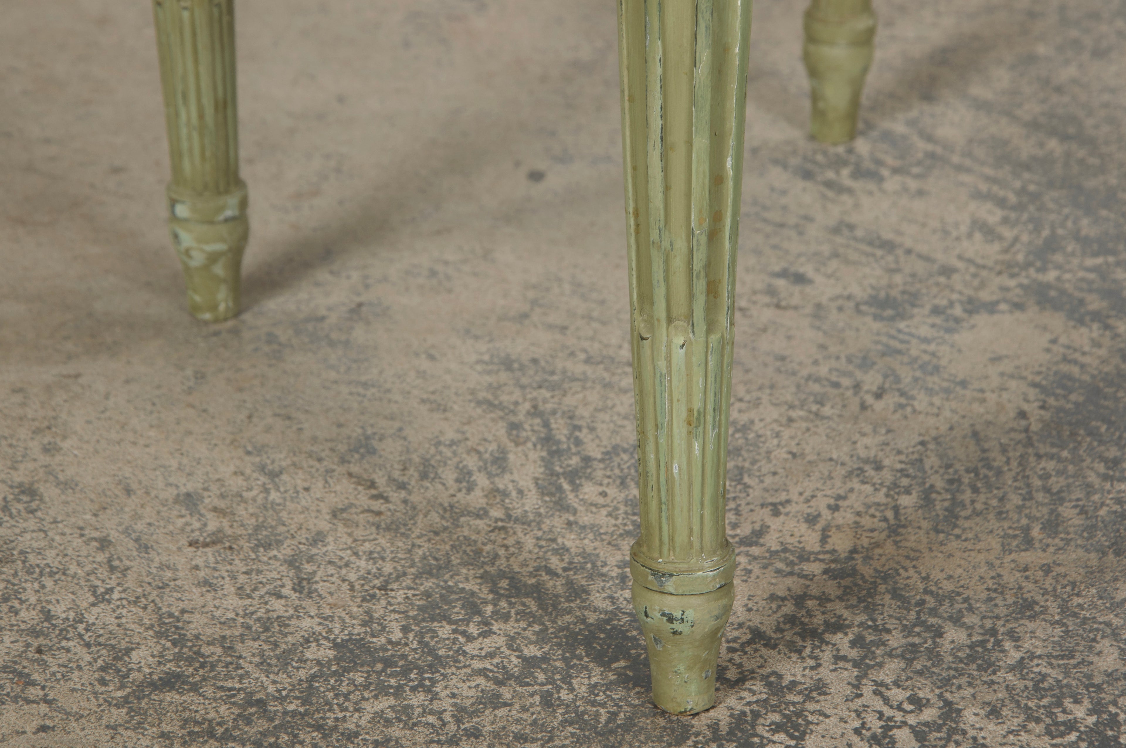 Antique French Louis XVI Style Painted Square Back Side Chairs in Chinoiserie Fabric - A Pair