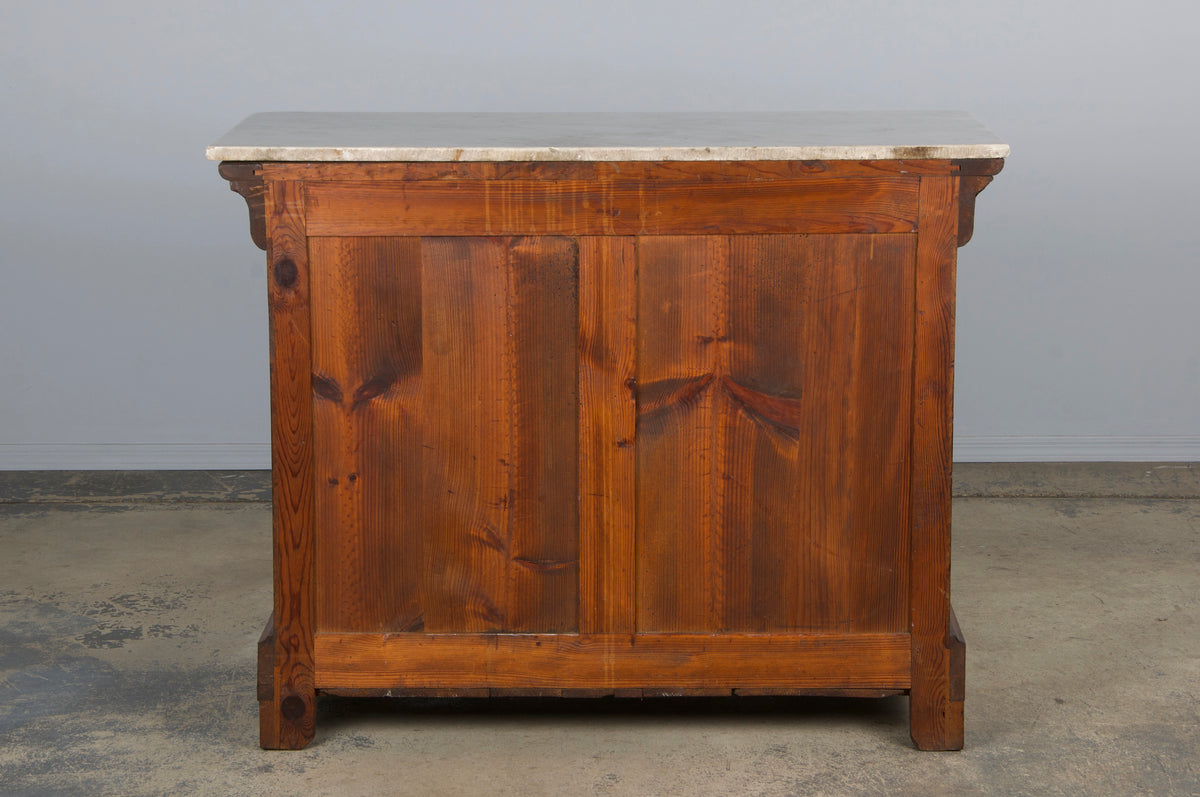 19th Century French Louis Philippe Walnut Chest Of Drawers W/ Carrara Marble