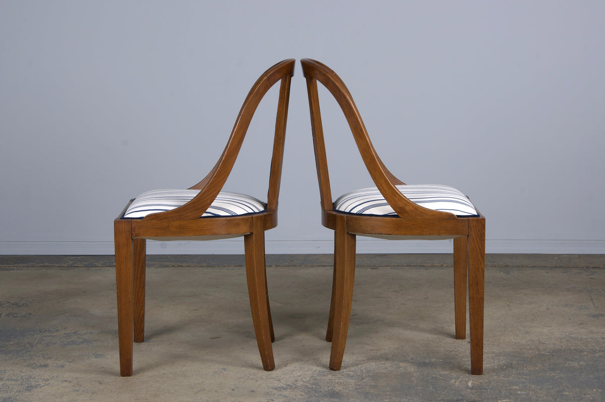 1930s French Art Deco Gondola Maple Dining Chairs - Set of 6