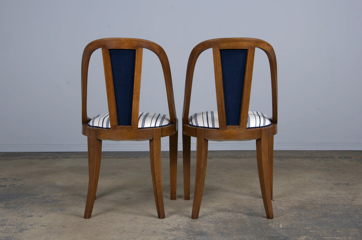 1930s French Art Deco Gondola Maple Dining Chairs - Set of 6