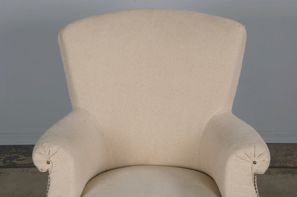 19th Century French Napoleon III Chaise Lounge W/ Off-White Fabric