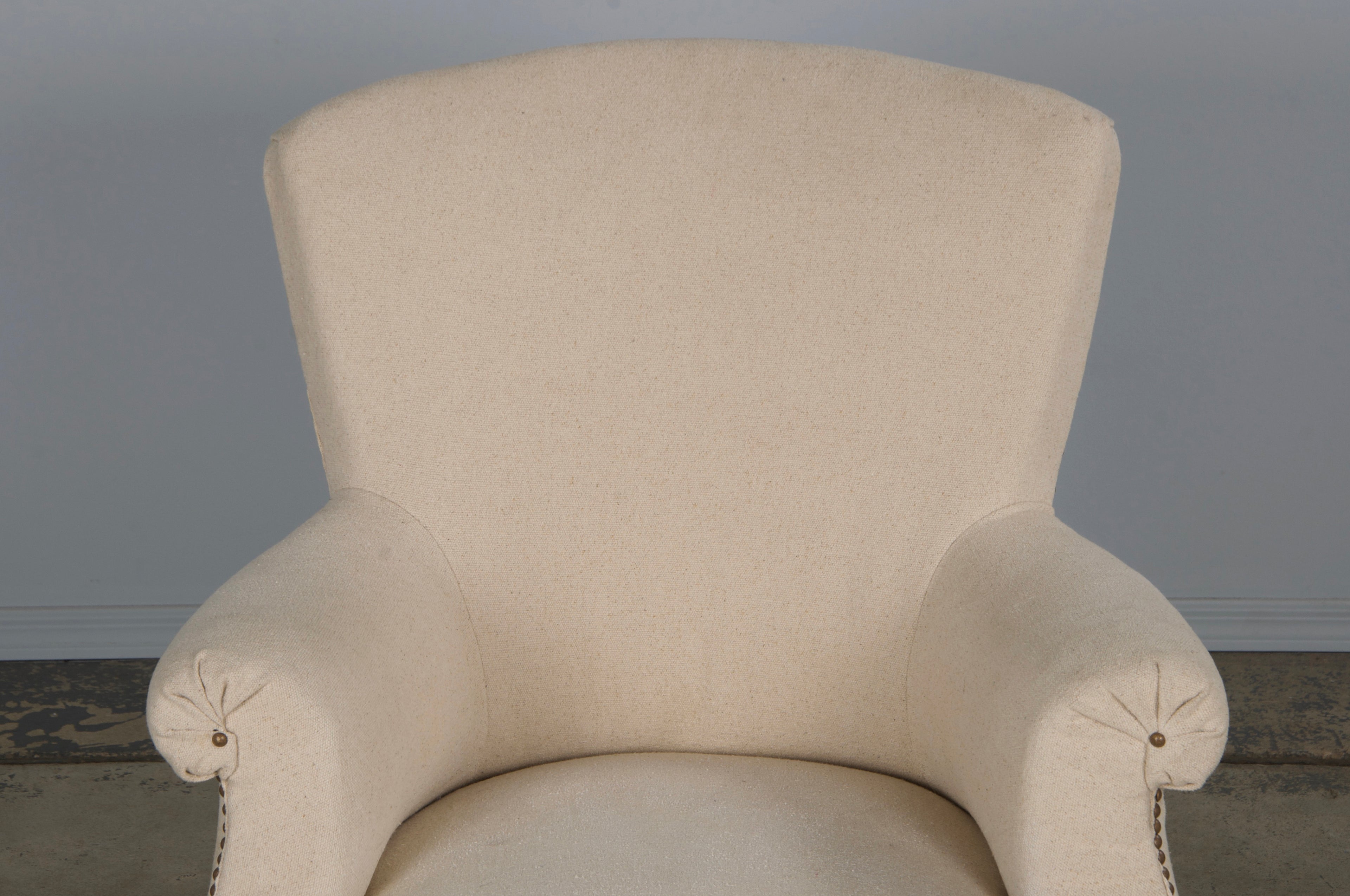 19th Century French Napoleon III Chaise Lounge W/ Off-White Fabric