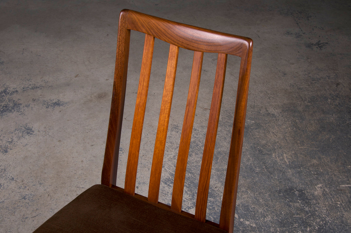 Mid-Century Modern G-Plan Teak Dining Chairs W/ Brown Velvet - Set of 6