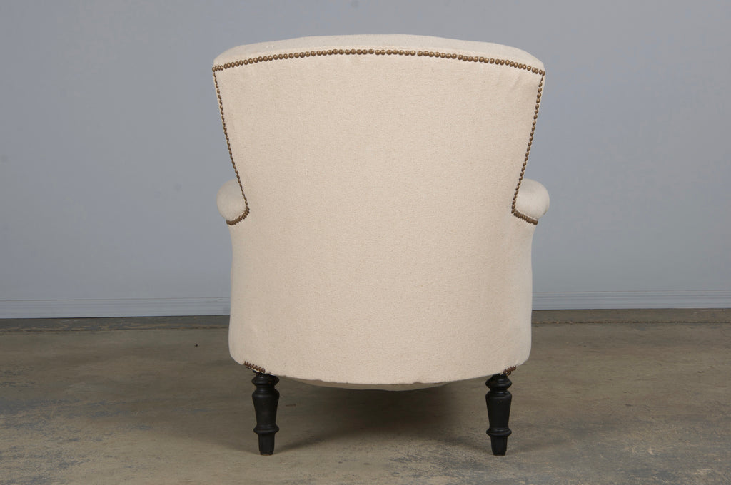19th Century French Napoleon III Chaise Lounge W/ Off-White Fabric