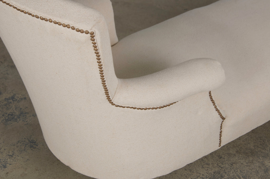 19th Century French Napoleon III Chaise Lounge W/ Off-White Fabric
