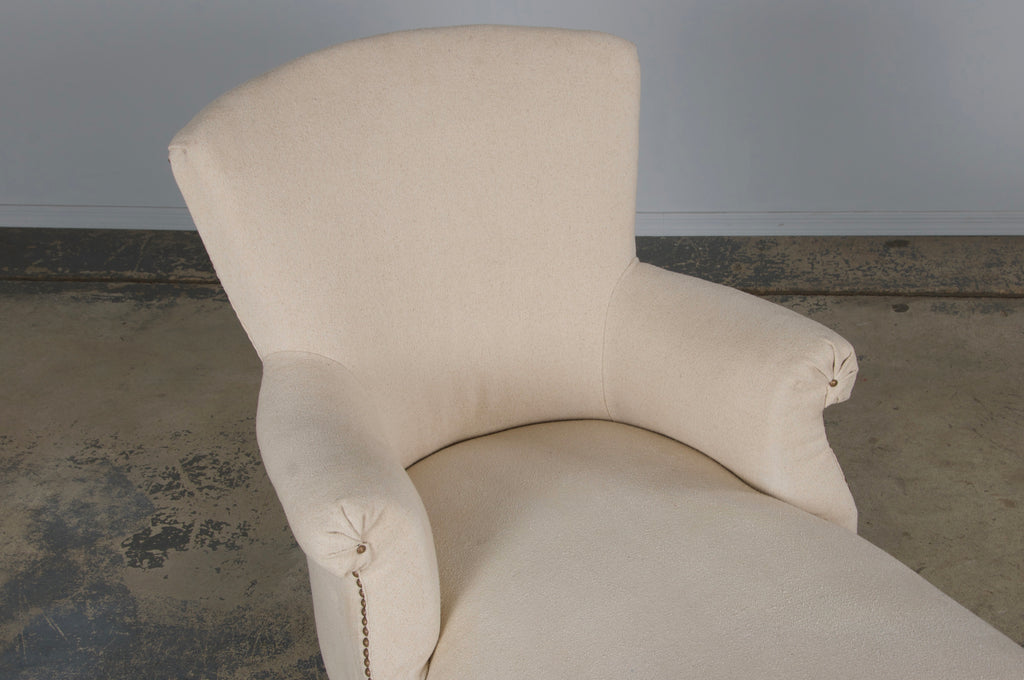19th Century French Napoleon III Chaise Lounge W/ Off-White Fabric