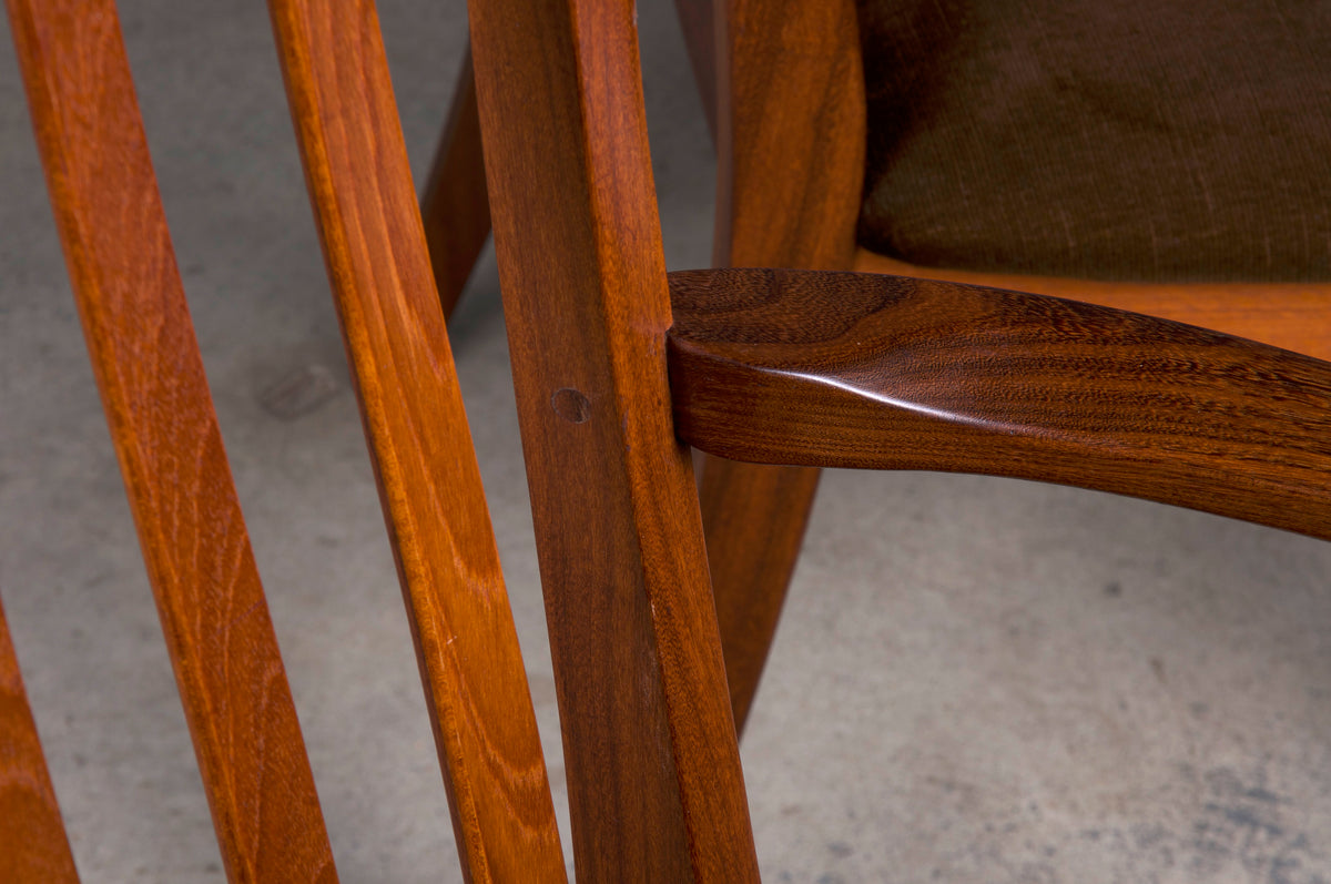 Mid-Century Modern G-Plan Teak Dining Chairs W/ Brown Velvet - Set of 6