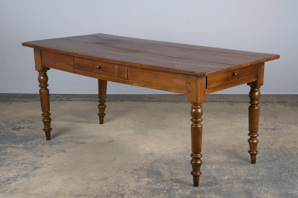 Antique Country French Louis Philippe Style Provincial Walnut Dining Table