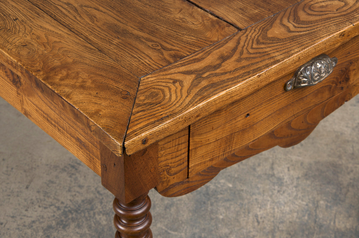 Antique Country French Provincial Oak Side Table