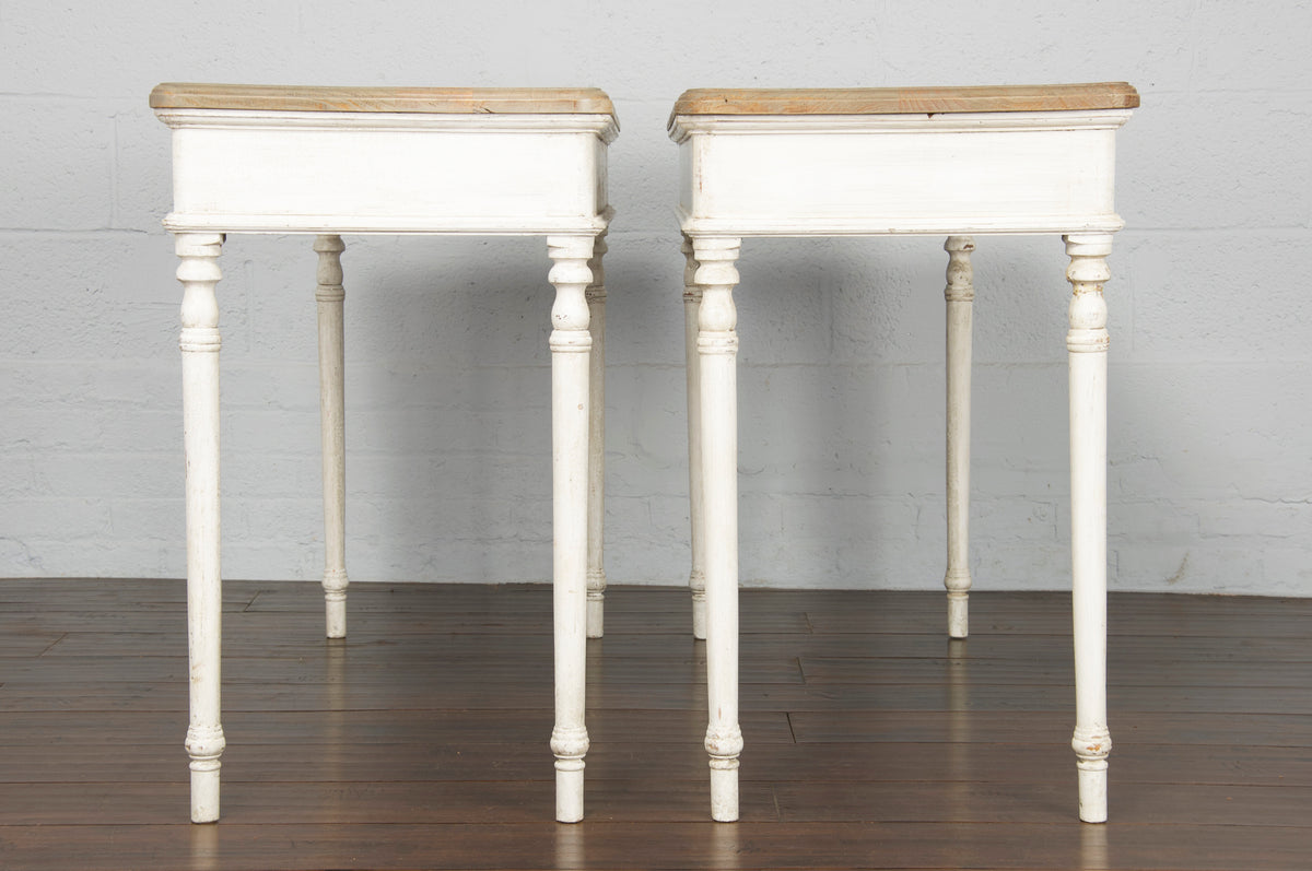 Vintage Country French Provincial Painted Console Tables - A Pair