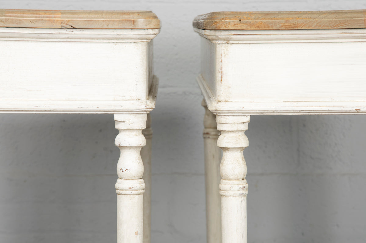 Vintage Country French Provincial Painted Console Tables - A Pair