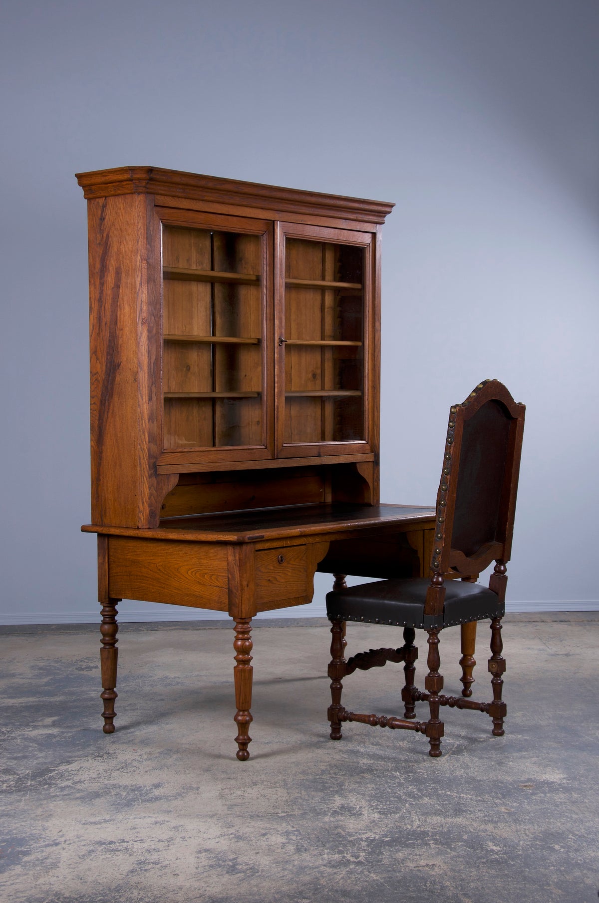 ON HOLD Antique Country French Louis Philippe Style Provincial Oak Library Desk