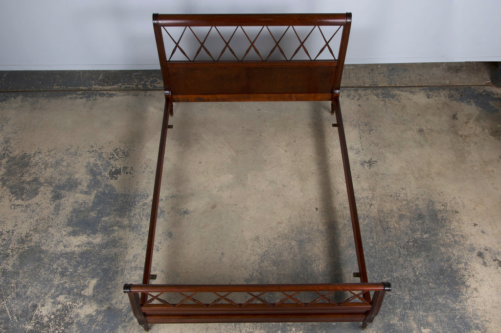 Antique French Louis XVI Style Mahogany Full Size Bedframe