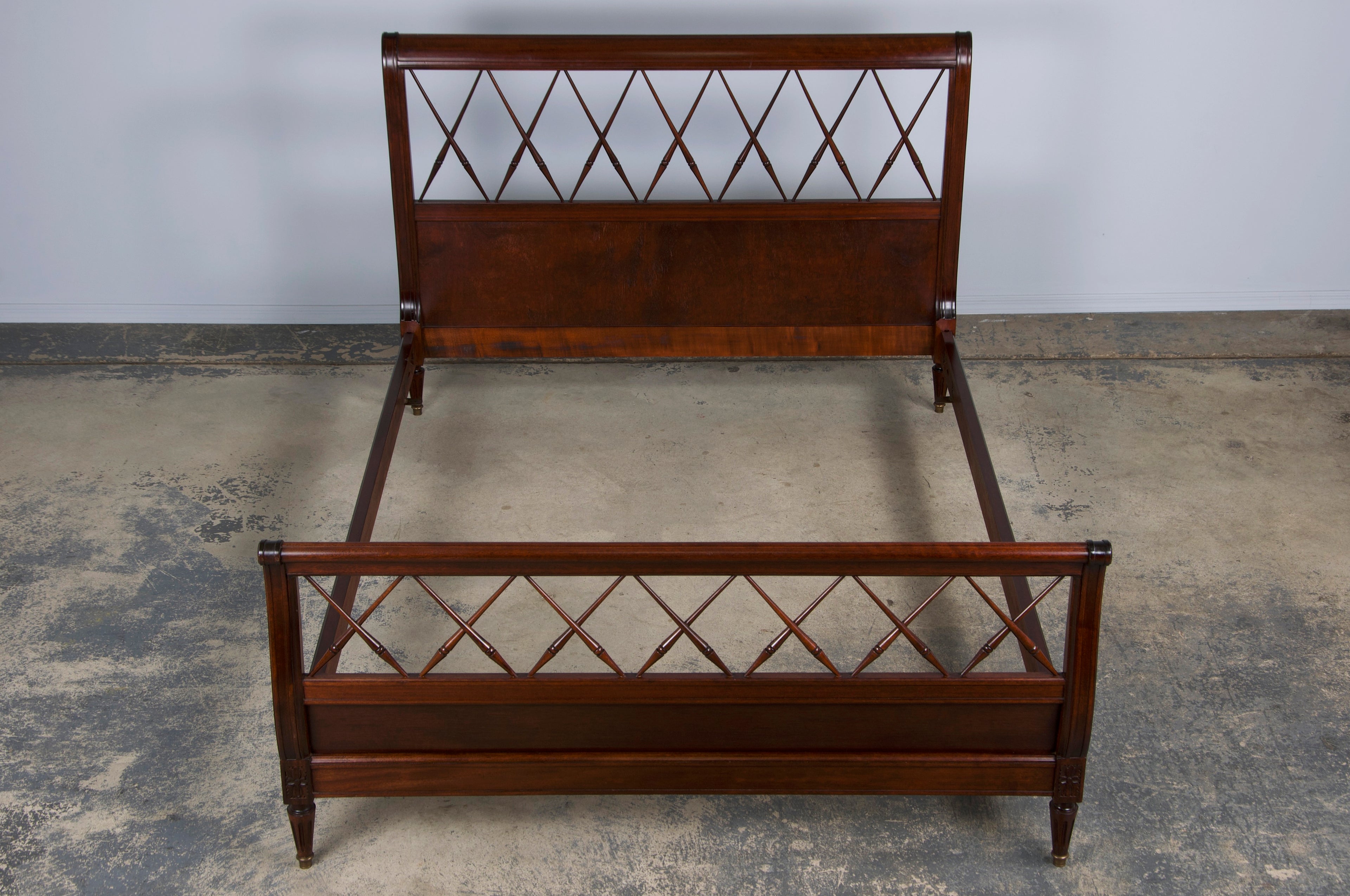 Antique French Louis XVI Style Mahogany Full Size Bedframe