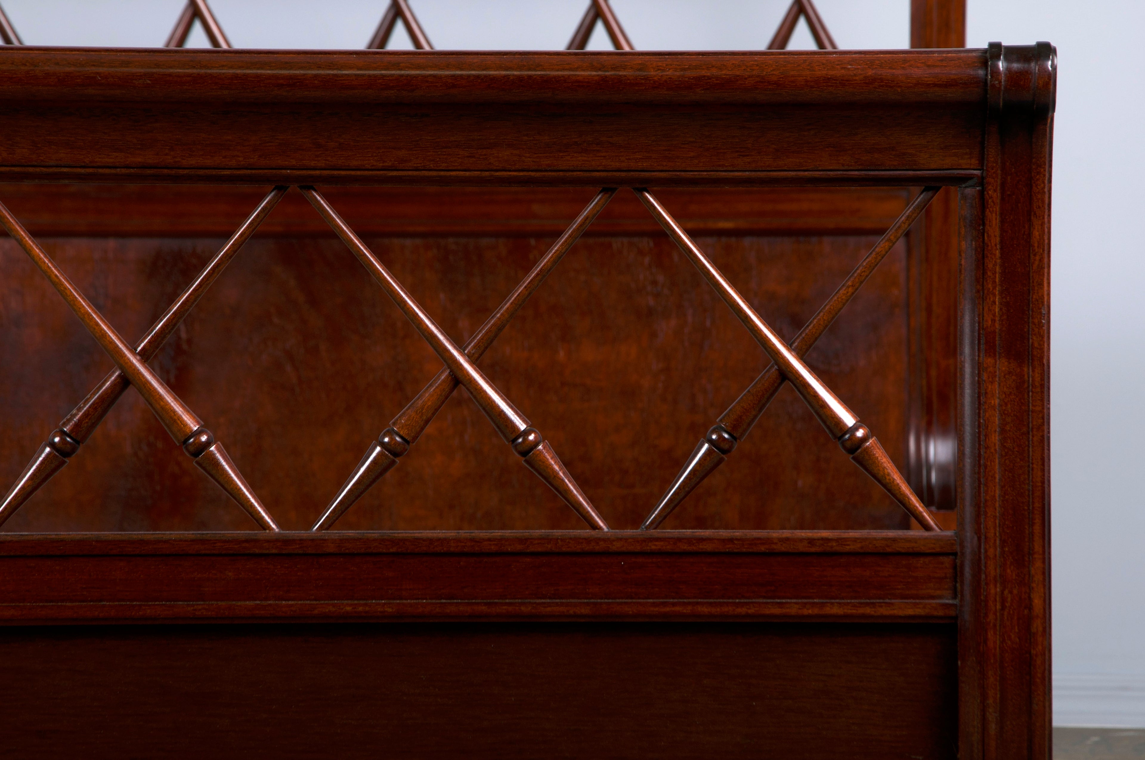 Antique French Louis XVI Style Mahogany Full Size Bedframe