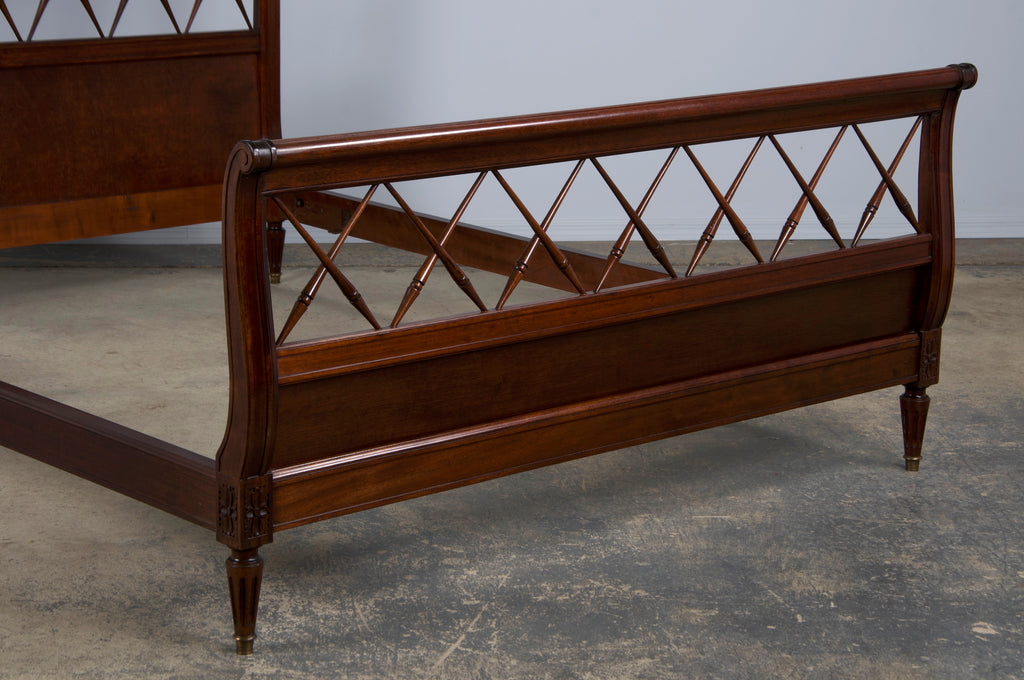 Antique French Louis XVI Style Mahogany Full Size Bedframe
