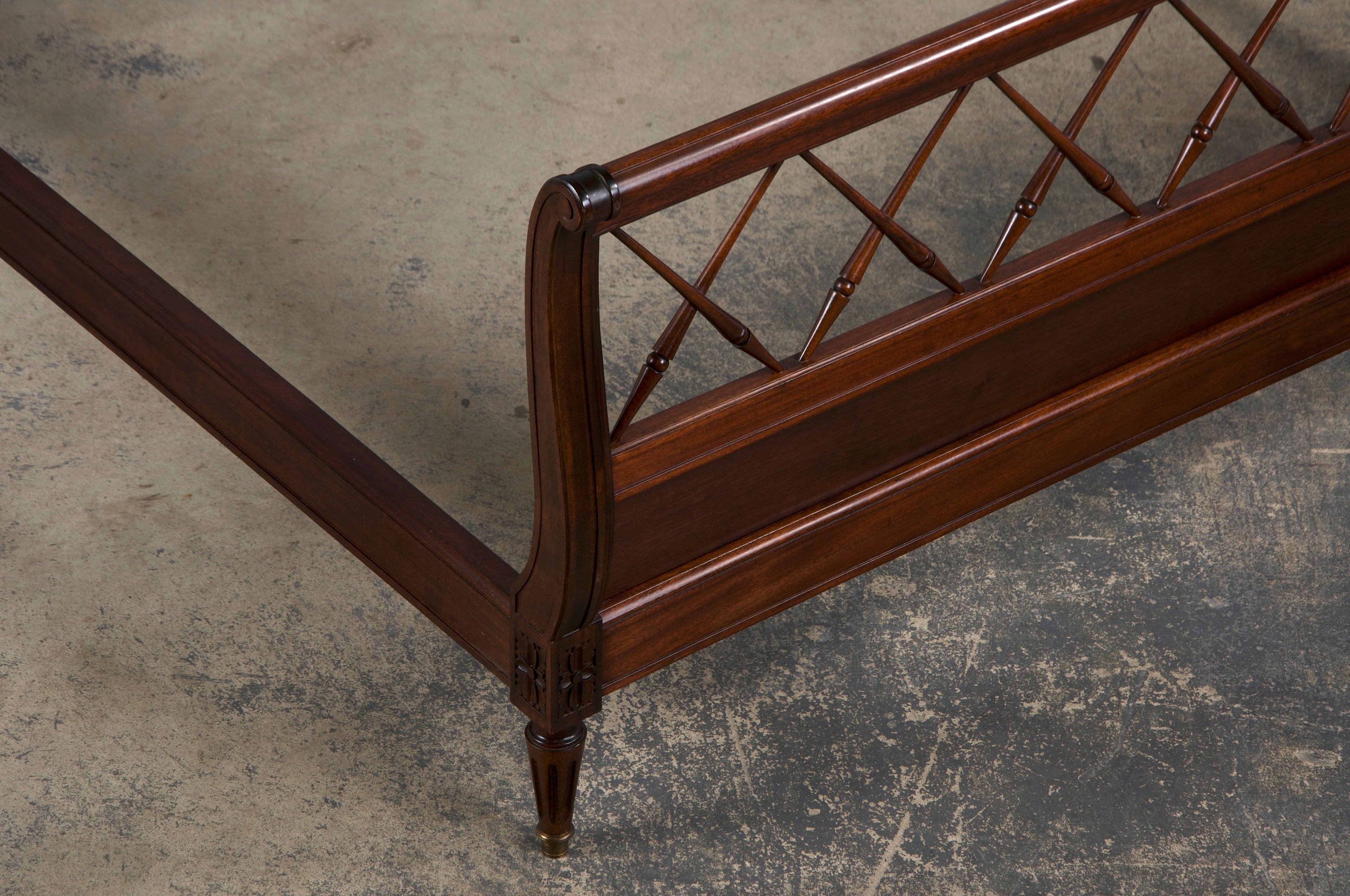 Antique French Louis XVI Style Mahogany Full Size Bedframe